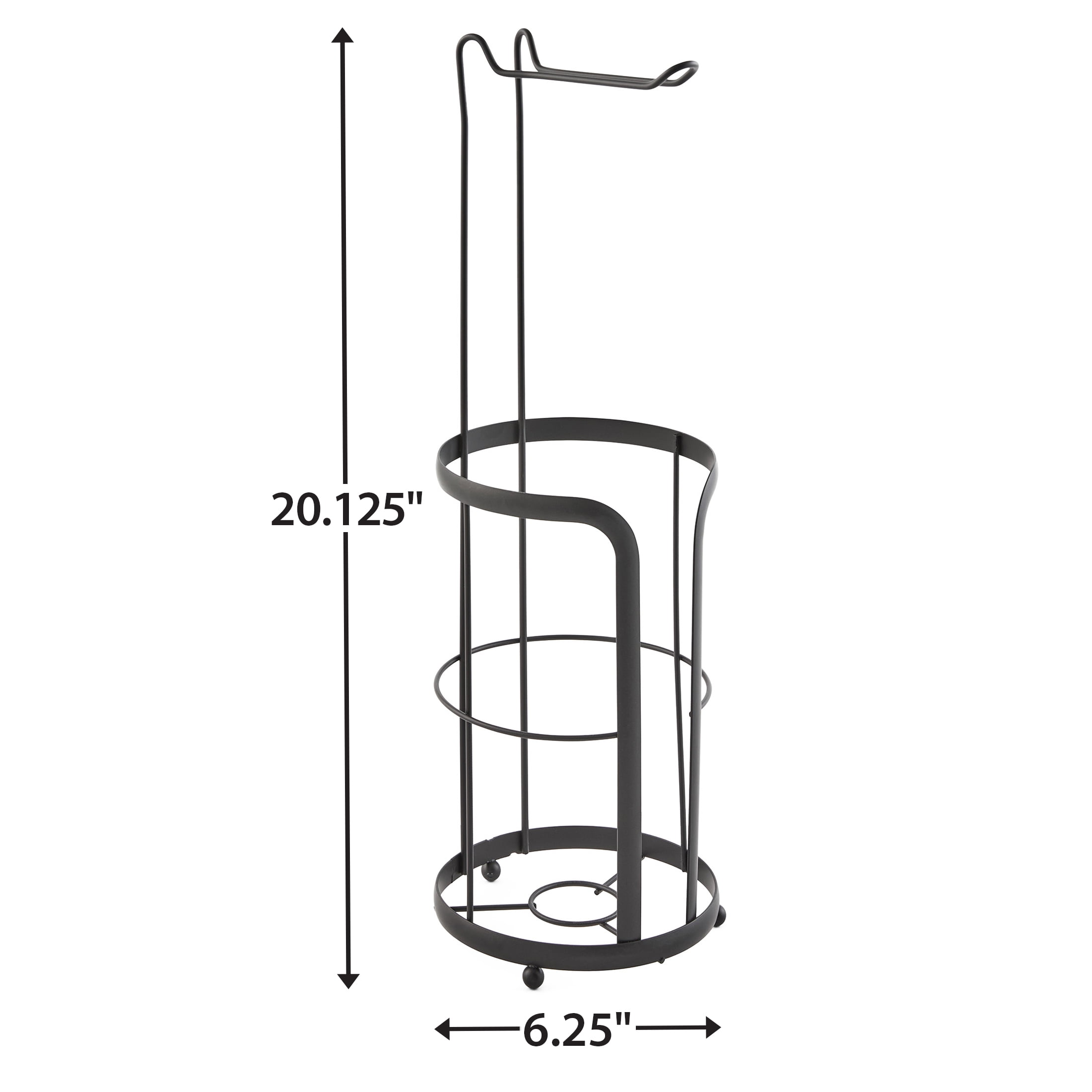 Mainstays Free Standing Toilet Paper Holder with Roll Reserve, Matte Black