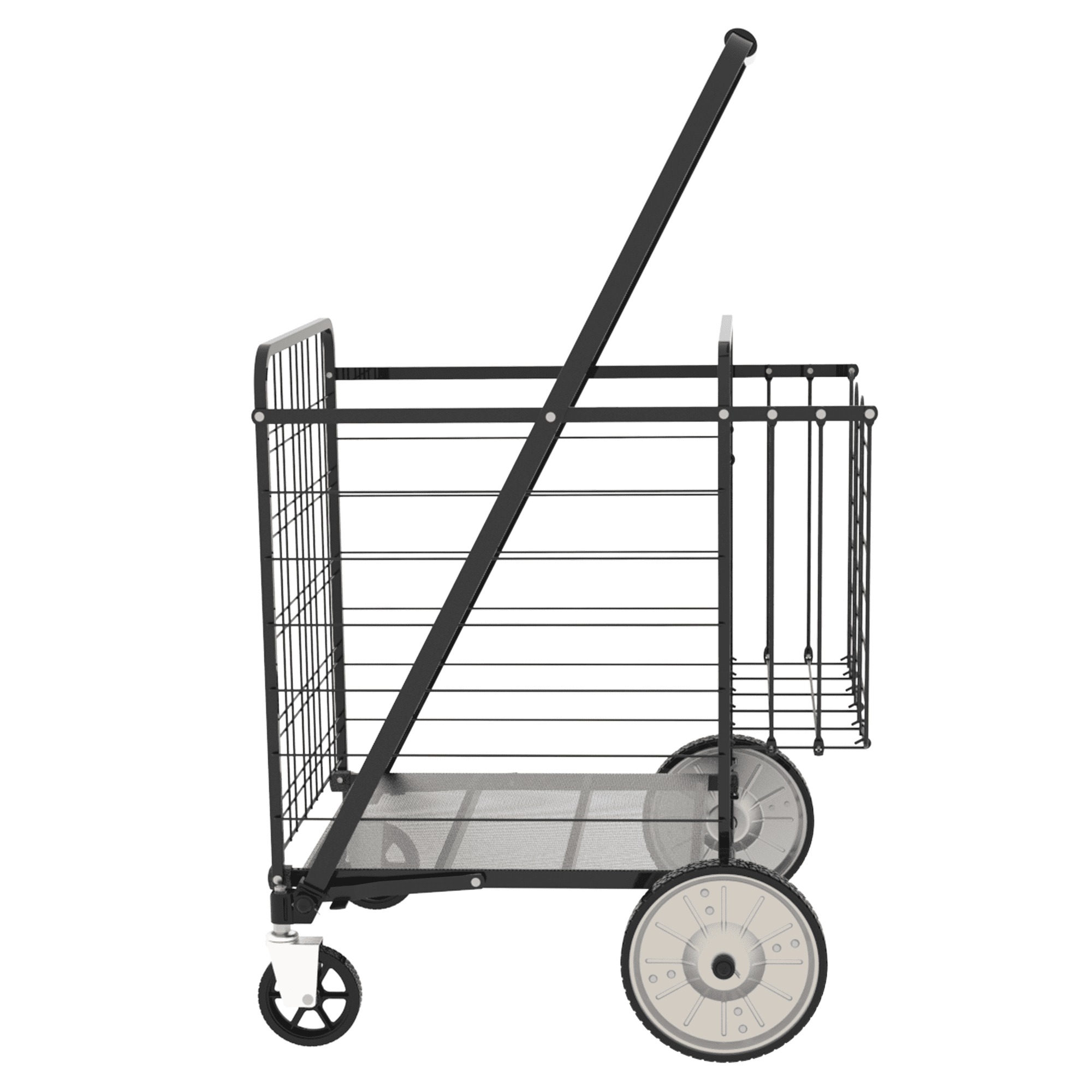 Yoneston Heavy Duty Shopping Cart with Double Basket, Supports up to 375 lbs, Bigger Folding Grocery Cart with Waterproof Oxford Cloth Lining for Shopping, Grocery, Outdoor, Black