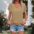 thumbnail image 5 of Horkkom T Shirts for Women V Neck Solid Color Short Sleeve Shirts Summer Loose Casual Tops S, 5 of 8