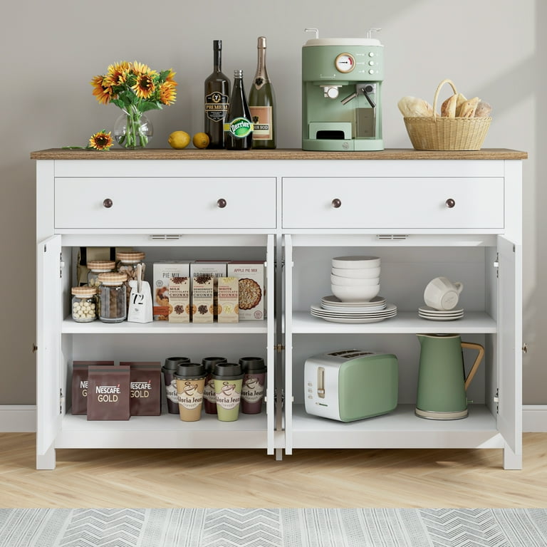 Double Door Storage Cabinet with Adjustable Shelves and Storage Drawers -  Hausmann Industries