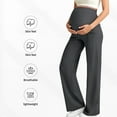 thumbnail image 3 of UMfun Women's Plus Size Maternity Pants, Casual Stretchy Comfy Lounge Leggings, Over The Belly Yoga Work Dress Pregnancy Pants, Stretchy Wide Leg Trousers with Pockets, 3 of 5