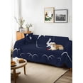 thumbnail image 3 of Navy Blue Modern Couch Cover for 2 Cushion Couch, Farmhouse Rabbit Abstract Art Washable Love Seat Sofa Covers Slipcover, Throw Sofa Covers for Pets, Furniture Protector 71"x102", 3 of 9