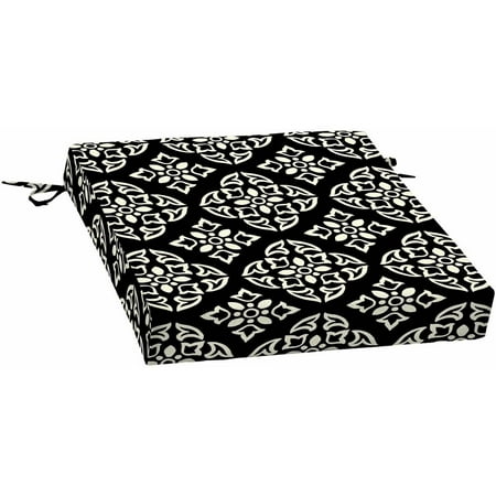 Black Patio Cushions Better Homes & Gardens Black and White Medallion Outdoor Patio Dining Seat Cushion, 21