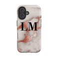 thumbnail image 1 of Personalised Grey x Rose Gold Marble Initials iPhone 16 Plus Case, iPhone 12 Pro Max, 1 of 4