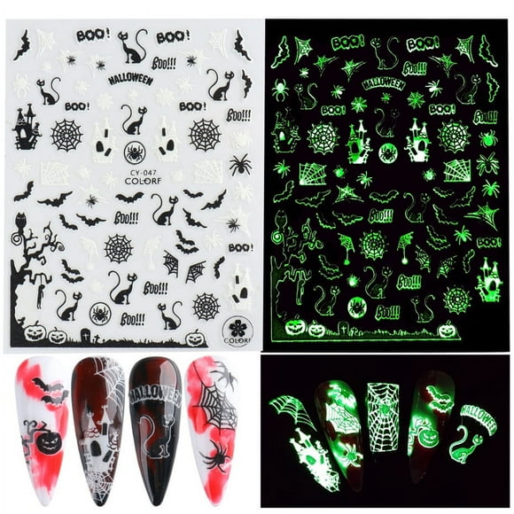 Halloween Nail Art Decals Designs, 3D Self Adhesive Nail Sticker, Halloween Pump