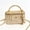 Beige, variant on Women's Gold Woven Mini Top Handle Crossbody Bag with Chain Strap
