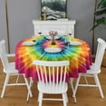 thumbnail image 2 of Colorful Rainbow Tie Dye Spiral Pattern Round Tablecloth 60"x60",Wrinkle Wipeable Table Cloth for Kitchen Dining Room Picnic Patio Party, 2 of 6