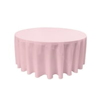 LA Linen Polyester Poplin Tablecloth 132-Inches Round, Pink Light