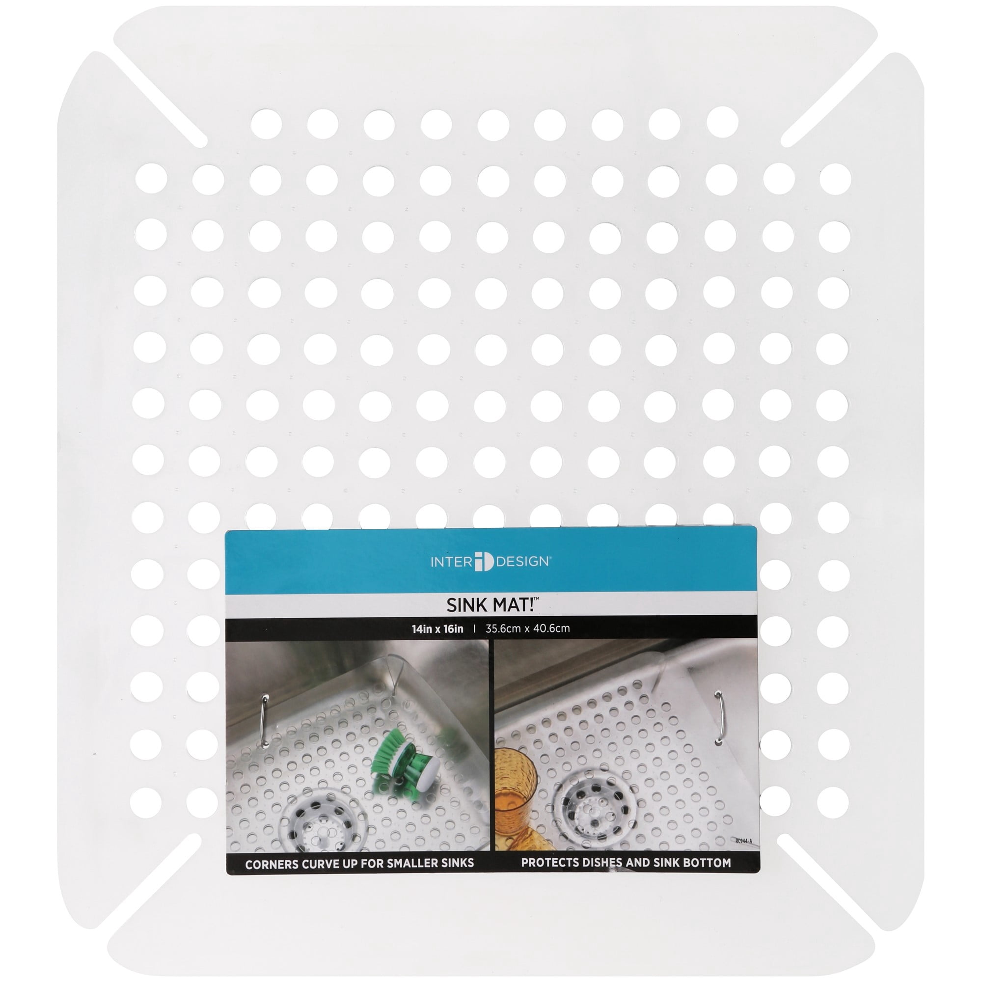 iDesign Plastic Sink Protector Grid for Kitchen, 13.5" x 16", Clear