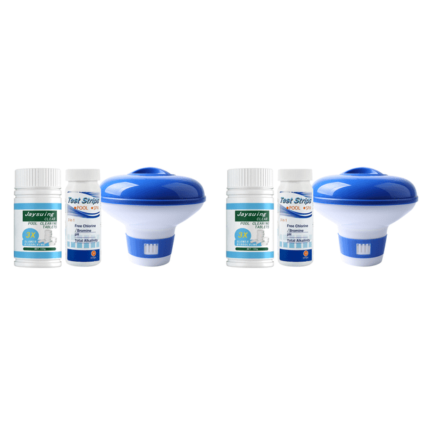 Pastillas Limpiadoras para Piscinas SPA Con Dispensador Cloro Kit Papel Prueba (100 G)