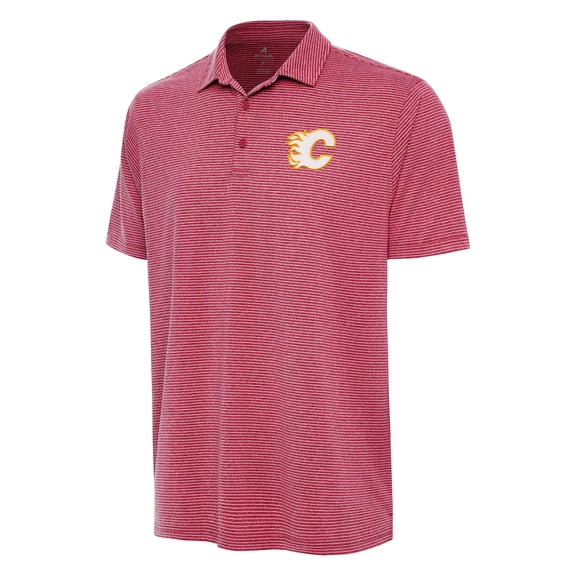 Men's Antigua  Heather Red Calgary Flames Scheme Polo