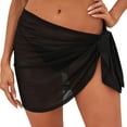 thumbnail image 2 of Women Mesh Yarn Cover-up Skirt Thin See-through Sunscreen Swimsuit Cover-up Beach Bikini Wrap Sheer Short Skirt, 2 of 7