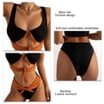 thumbnail image 3 of Conjunto de bikini con nudo de corbata para mujer, traje de baño de 2 piezas sin espalda elegante a la moda, traje de baño para surf, fiesta en la piscina, negro L, 3 of 4