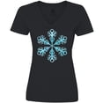thumbnail image 3 of Inktastic Icy Blue Winter Snowflake Women's V-Neck T-Shirt, 3 of 5