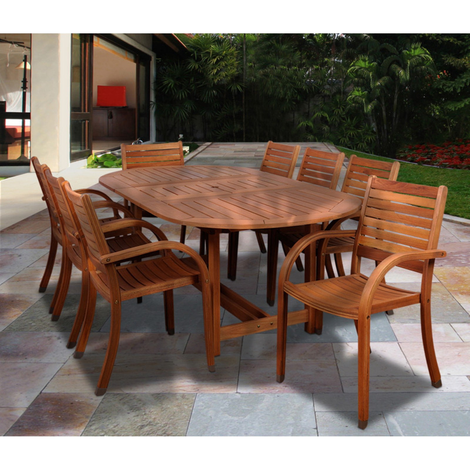 Ia Kentucky 9 Piece Oval Eucalyptus Patio Dining Set Ia Kentucky 9 Piece Oval Eucalyptus Patio Dining Set