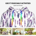 thumbnail image 4 of Kdxio Lavender Flowers Print Womens Oversized Hoodies Sweatshirts Hooded Pullover Tops Sweaters Casual-Large, 4 of 7