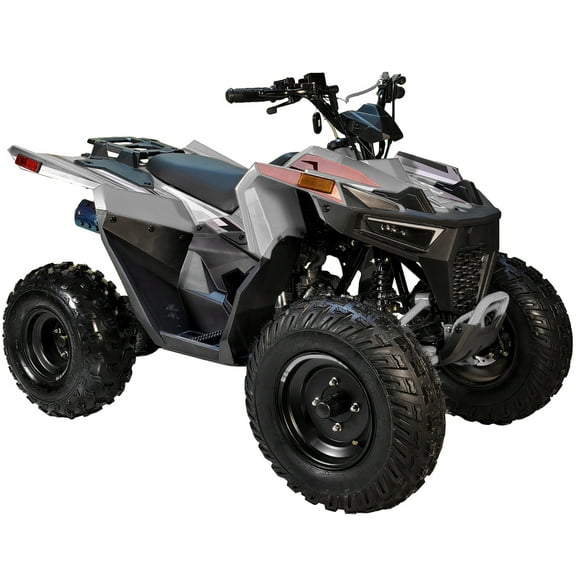 HHH 125cc ATV Quad 125cc ATV with Reverse, LED Lights, Big Wide Tires 4 Wheeler-Gray