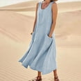 thumbnail image 3 of Robe Sans Manches en Coton et Lin pour Femmes avec Poches Style Boho Robe de Plage, 3 of 3