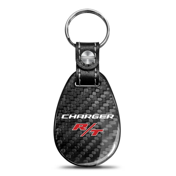 Dodge Charger R/T Black 100% Real Carbon Fiber Large Tear-Drop Key Chain