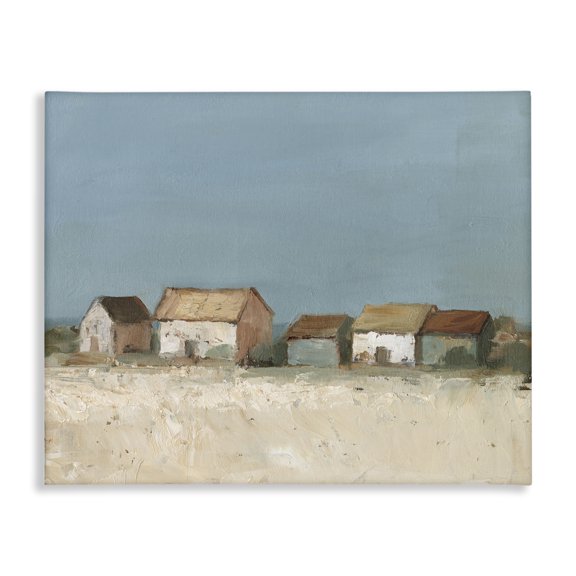 Stupell Industries Distant Town House Landscape & Nature Painting Wrapped Canvas Art Print Wall Art, 20 x 16