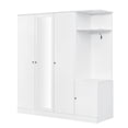 thumbnail image 6 of Euroco 65.9" 4-Door Armoire with Drawers and Shelves, Wood Wardrobe with Full Length Mirror and Racks, White, 6 of 11