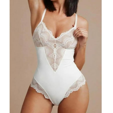 

YDKZYMD Women S Sexy Lingerie Lace Babydoll Snap Crotch Deep V Set Teddy One Piece Lingerie Set