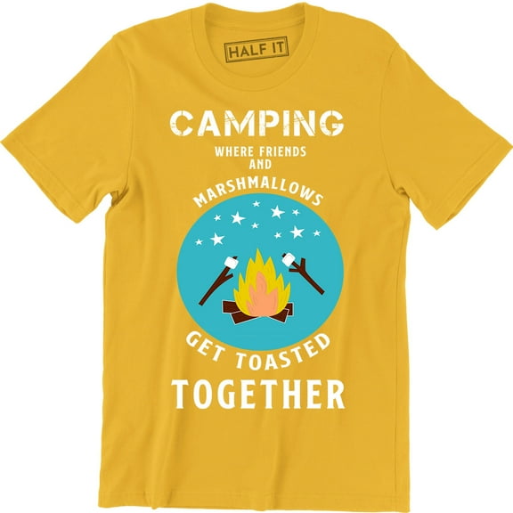 Camping Where Friends Marsmallows Get Toasted Together Summer Vacation Men's Tee Shirt