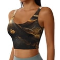 thumbnail image 2 of Goofa Luxurious Gold Flow Printed Sports Bras for Women, High Impact Running Bra Workout Crop Tank Tops Longline Sports Bra Push up-Small, 2 of 9