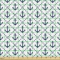 thumbnail image 2 of Ambesonne Nautical Fabric by the Yard Upholstery, Anchors in Diamond Check, 10 Yards, Night Blue and White, 2 of 5
