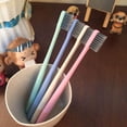thumbnail image 2 of 4Pcs Soft Toothbrushes For Adults Bamboo Charcoal Wheat Straw Protect Gums, 2 of 8