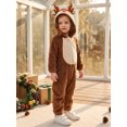 thumbnail image 5 of RUINIXCW Toddler Baby Girl Christmas Reindeer Costume Kid Infant Fall Winter Xmas Clothes Warm Fleece Snowsuit Jumpsuit Long Sleeve Hooded Zip Romper, 5 of 10