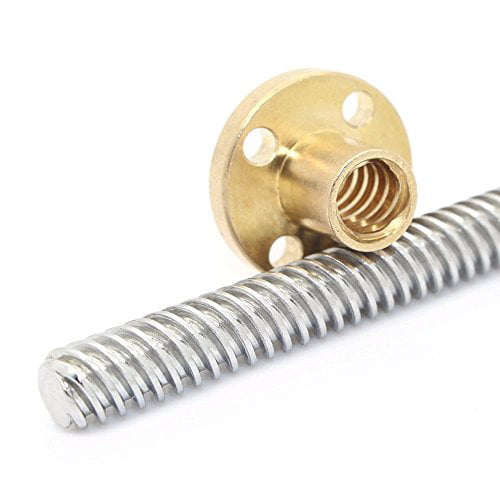 ReliaBot 2pcs 600mm T8 Tr8x8 Lead Screw and Brass Nut Acme Thread, 2mm Pitch, 4 Starts, 8mm Lead for 3D Printer Z Axis 