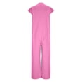 thumbnail image 5 of Jinhomg Linen Jumpsuits for Women Cap Sleeve Button Down V Neck Overalls Loose Wide Leg Beach Daily Rompers with Pockets Pink XXL, 5 of 8