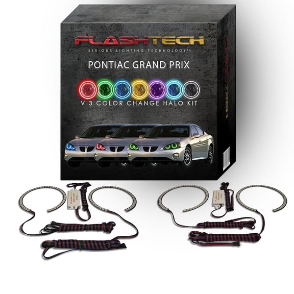 Flashtech LED Halo Ring Exterior Decorative Lights fits Pontiac Grand Prix Multicolor 4 Pieces