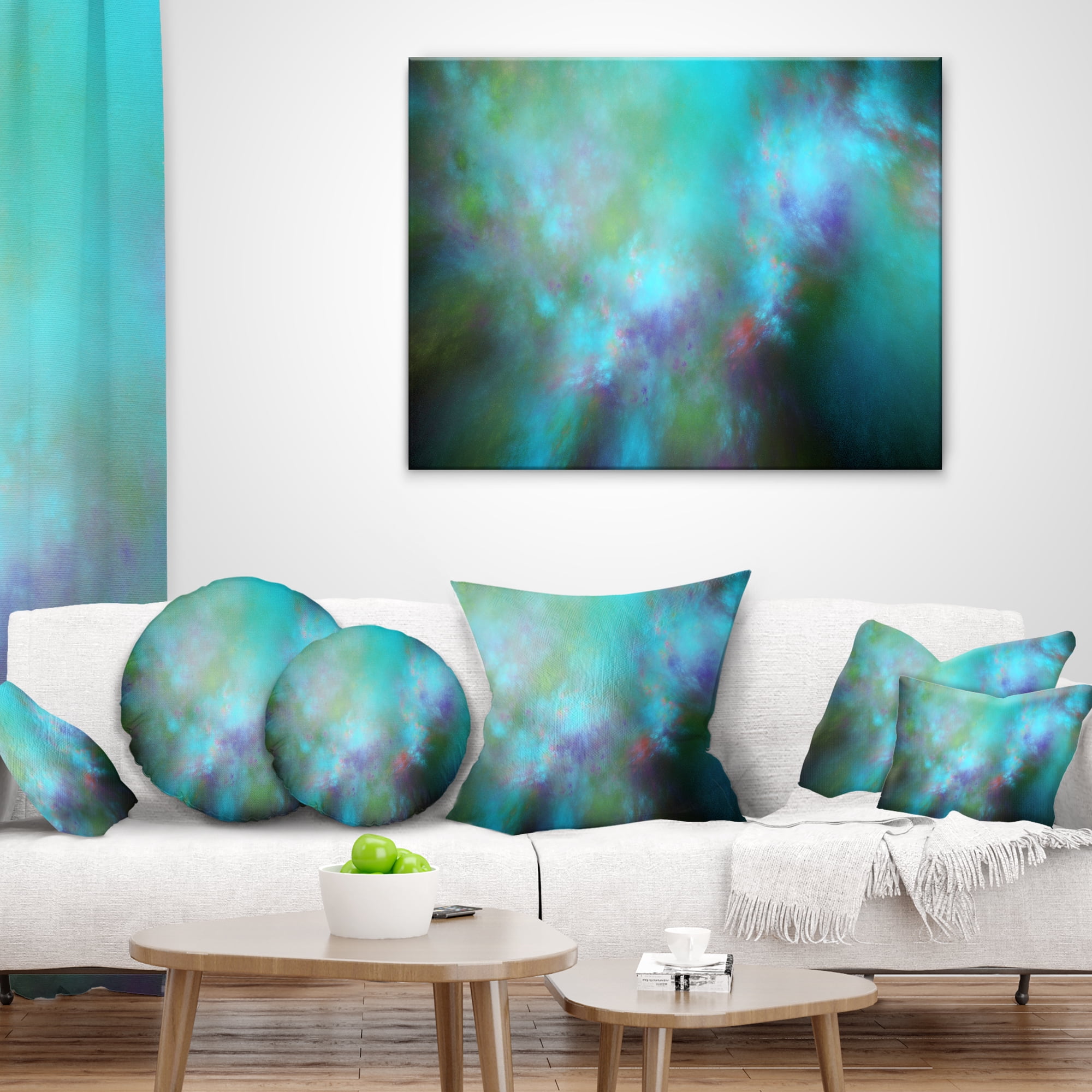 Designart Perfect Blue Starry Sky - Abstract Throw Pillow - 16x16