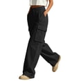 thumbnail image 5 of Elvqul Cargo Pants for Women with Multi Pockets, High Waisted Straight Leg Pants Elastic Waist Button Zip Quick Dry Casual Baggy Relaxed Fit Athletic Pants for Hiking Climbing, 5 of 7