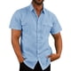 thumbnail image 1 of Camisa con Botones para Hombre, Manga Corta, Doble Bolsillo, Color Puro, Transpirable, Camisa Informal para Hombre para Fiesta de Trabajo Diaria, 1 of 6