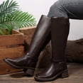 thumbnail image 4 of Xfvqtps Knee High Boots for Women Wide Calf Side Zipper Block Low Heel Faux Leather Tall Boots, 4 of 9