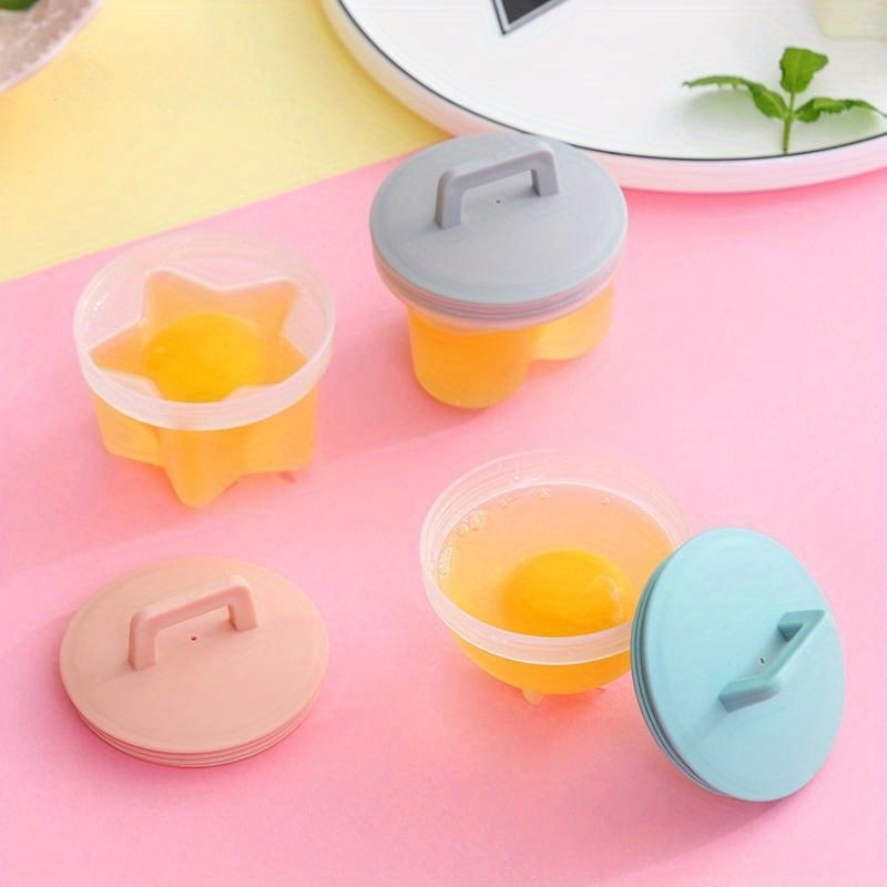 Boiled Egg Maker, 4Pcs Plastic Egg Cooker Boiler Pudding Mold with Oil Brush, Non‑stick Boiled Egg Cooker, Poached Egg Cups, Fast Poaching Egg for Breakfast, Eggs Kitchen Gadgets