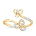 thumbnail image 4 of 1/8 CT Round White Diamond 14K Yellow Gold Floral Design Ring (IJ-I3) Size-9, 4 of 6