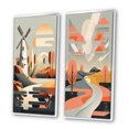 thumbnail image 3 of Designart "Graphic Retro Landscape Windmill Scene" Abstract Landscape Framed Wall Art Set Of 2 - Modern Beige Gallery Wall Frame Set For Home Decor, 3 of 6