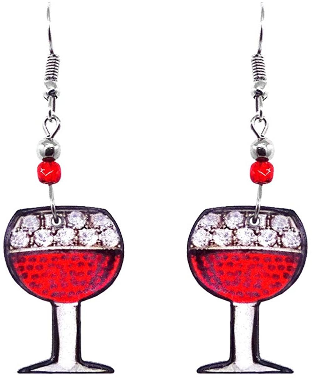 Handmade wine glass earrings