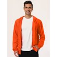 thumbnail image 3 of Sudadera con capucha para hombre, con cremallera completa, manga larga, ligera, sólida, deportiva, con capucha naranja L Unique Bargains Sudadera, 3 of 6
