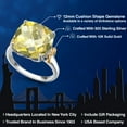 thumbnail image 2 of Gem Stone King 925 Silver and 10K Yellow Gold Yellow Lemon Quartz Solitaire Engagement Ring for Women | 6.70 Cttw | Cushion Checkerboard 12MM | Gemstone Birthstone | Size 8, 2 of 6