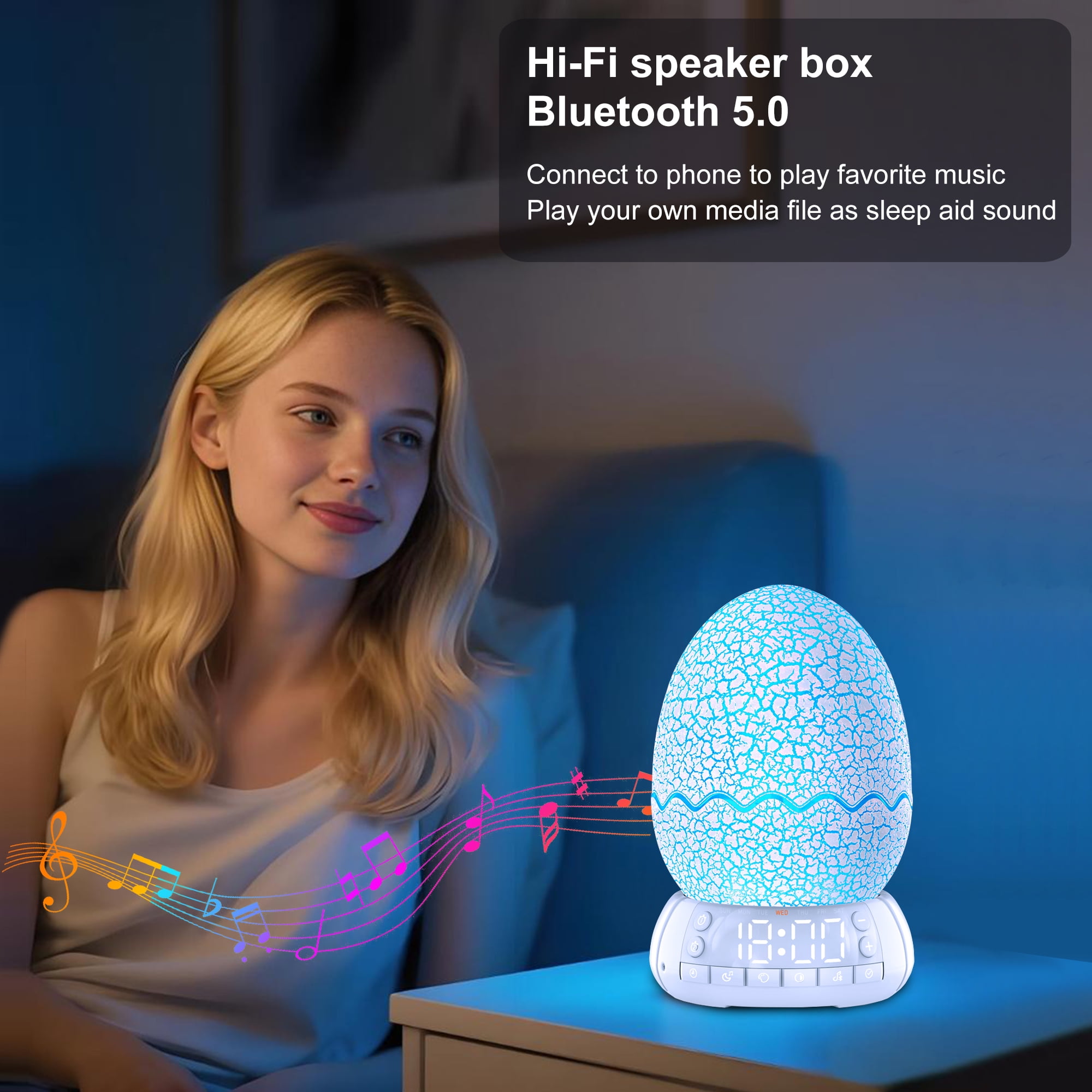 Butterfly Night Light Sleep Lamp with Lullaby White Noise LED Décor Light with Digital Clock Alarm Clock Gifts for Boys & Girls (Butterfly)