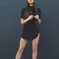 thumbnail image 3 of Lefu Couleur Unie Femmes Dames Sexy Col Rond à Manches Courtes Partie Slim Robe, 3 of 9