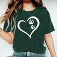 thumbnail image 4 of Virmaxy Women's Valentines Day Short Sleeve Shirt Girls Short Sleeve WorkOut Blouse Tops Valentine's Day Gift Shirt Dogs Paw Heart Print T-Shirt Tops Dark Blue L, 4 of 6