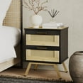 thumbnail image 2 of Bestier Natural Rattan Nightstand with 2 Drawers, Bedside Table with Storage, Modern End Table with Metal Legs for Living Room, Bedroom, Kids Room, 2 of 10