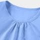 thumbnail image 5 of Camiseta plisada de cuello redondo y manga corta de color liso para niños de primavera y verano, top de poliéster para niños., 5 of 7