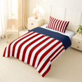 thumbnail image 2 of Manfei Red White Stripes Twin Comforter Sets,Modern Geometric Bedding Set,Navy Blue Reversible,2pcs,1 Comforter and 1 Pillowcase, 2 of 7